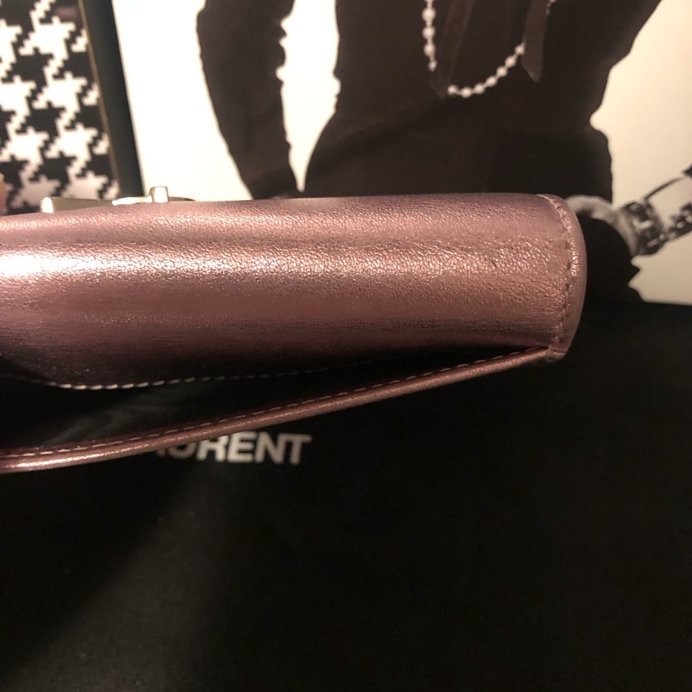 YSL Yves Saint Laurent Azalea Metallic Pink Wallet Rare - Picture 4 of 16